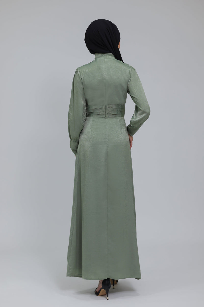 Chamomel Dresses Luxury Velvet Satin Maxi Dress - Green