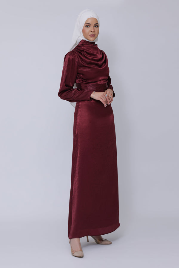 Chamomel Dresses Luxury Velvet Satin Maxi Dress - Red