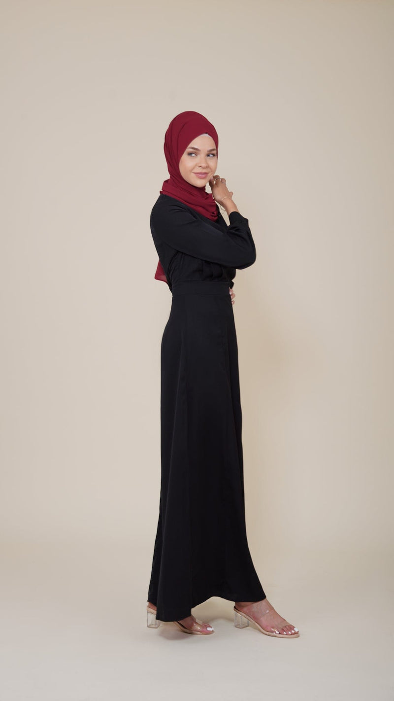 Chamomel Dresses XS / black Classic Elegant Maxi Crepe Dress