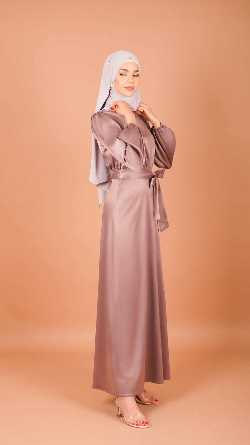 Chamomel Dresses XS / pink Satin Elegant Belted Dress